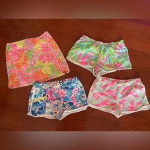 Lilly Pulitzer girls knit shorts and skirt lot of 4 size XL 12-14 EUC